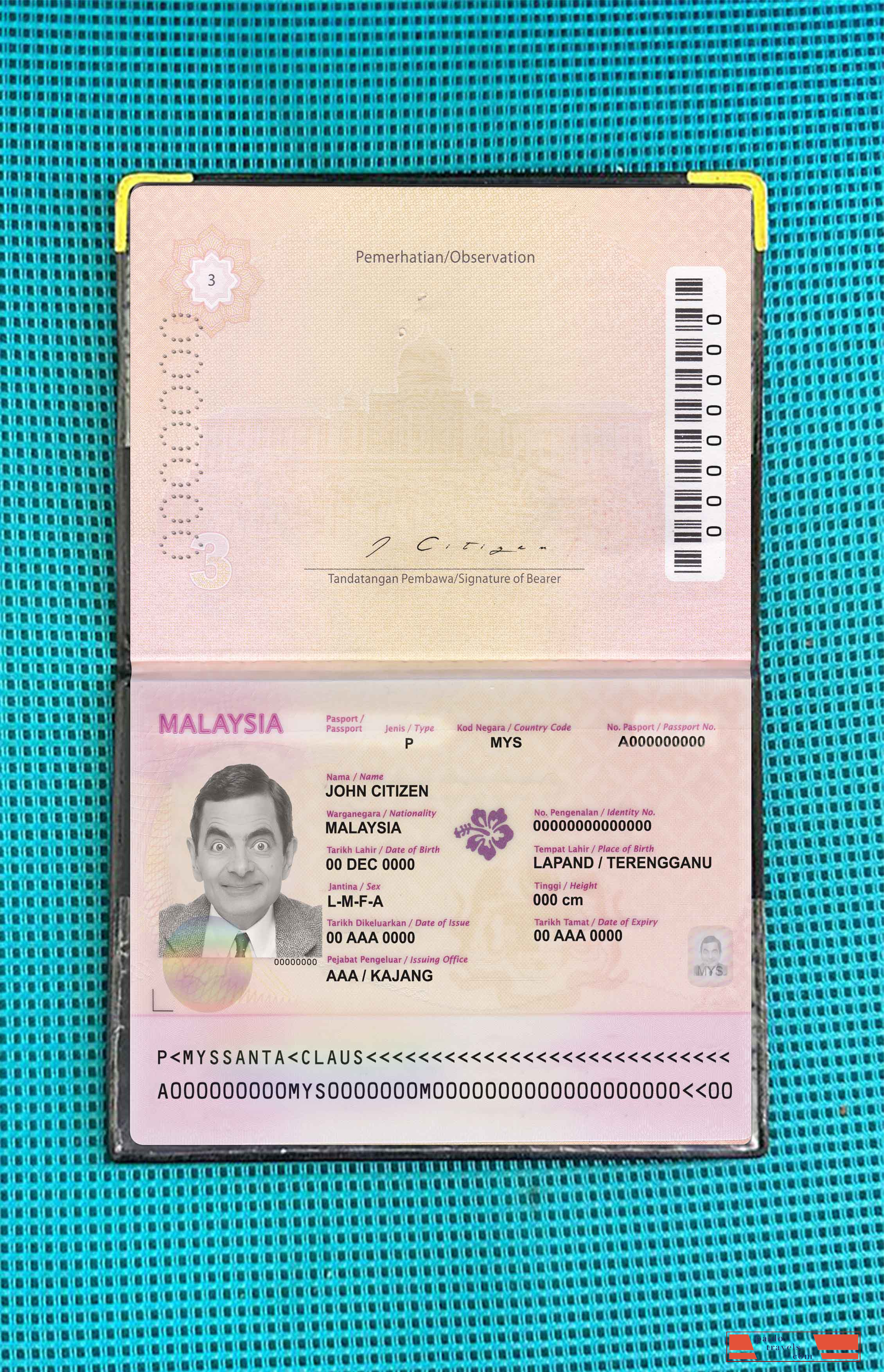 Malaysia passport (2010 2017) photo look PSD template